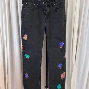 Vintage Levi Jeans with Custom Hand Painted Kavanaugh & Milch ''Chicks"